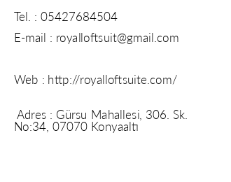 Royal Loft Suite iletiim bilgileri